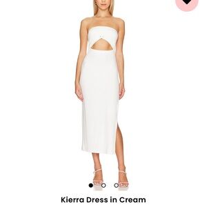 Elegant Cream Strapless Midi Dress
